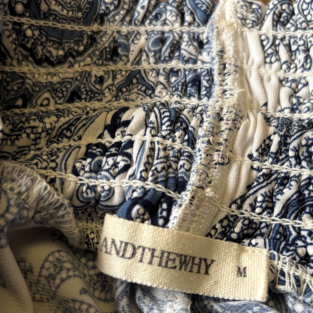 Elegant Blue Paisley Wide Split Leg Pants - Picture 2 of 6